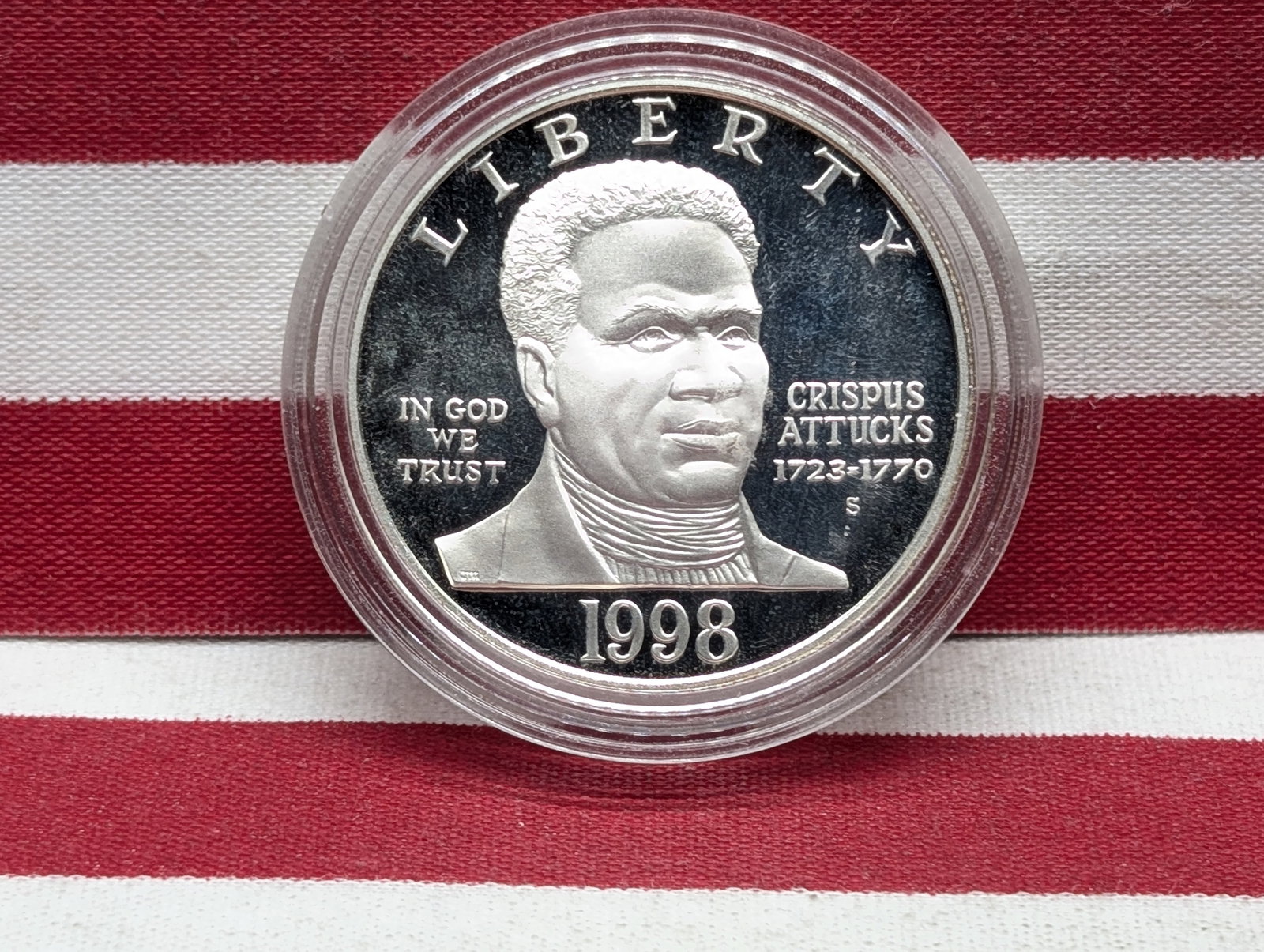 1998-S Black Revolutionary Commemorative Proof 90% Silver Dollar: 1998-S Black Revolutionary Commemorative Proof 90% Silver Dollar