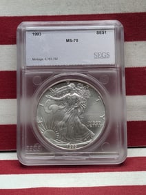 1993 Silver Eagle In MS-70, Segs Certified