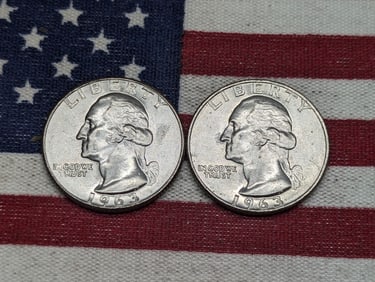 (2) 1963-D Washington Quarters, 90% Silver, UNC