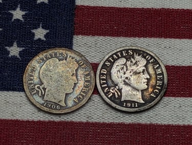 (2) Barber Dimes 1906, 1911