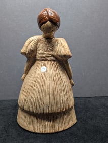 Faceless Straw Porcelain Figurine with Braided Hair