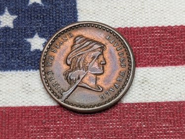 Broas Bros New York Army and Navy Hard Times Token with Long Die Crack Or Die Break Error *VERY