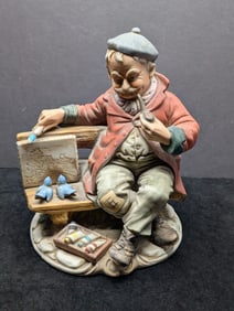 Porcelain D'arte #9194 By Napcoware, Artist On A Bench w/Birds