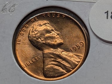 1959-P Lincoln Memorial Cent, Red UNC, First Year
