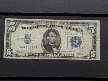 1934 A $5 Blue Seal Silver Certificate U.S. Note
