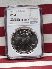 1993 American Silver Eagle Graded MS69 by NGC