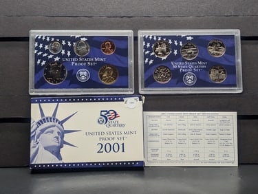 2001 -S U.S. Mint Proof Set In OGP With COA, Includes State Quarters