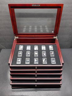 (25) U.S. Statehood Clad Ingots In Wooden Case, Not Complete Set.: (25) U.S. Statehood Clad Ingots In Wooden Case, Not Complete Set.