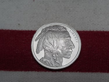 1/10 Troy Ounce .999 Fine Silver Looking Like A Buffalo Nickel