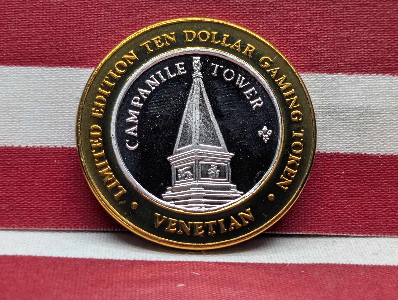 .999 Fine Silver Center Limited Edition $10 Gaming Token - Campanile Tower, Millenium Edition, 2000: .999 Fine Silver Center Limited Edition $10 Gaming Token - Campanile Tower, Millenium Edition, 2000