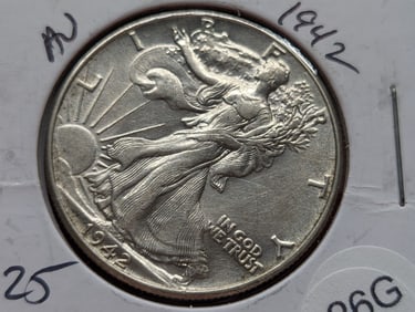 1942 Walking Liberty 50c. UNC Details. LUSTROUS. WWII Era 90% Silver