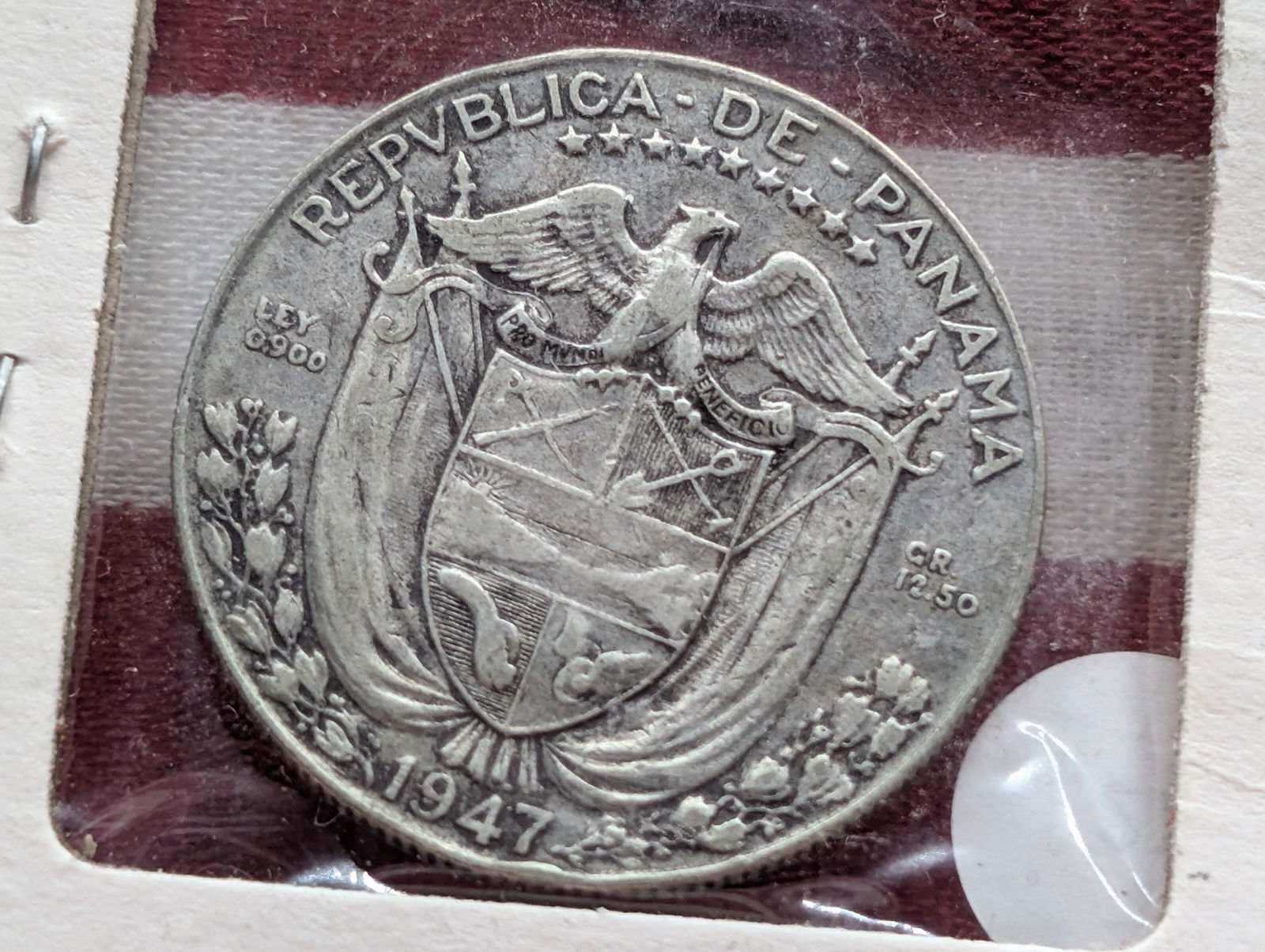 1947 Panama 1/2 Balboa Silver Coin 90% Silver, 12.5 Gr. (1 of 3)