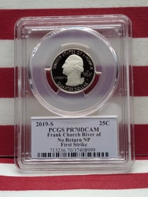 2019-S River Of No Return Washington Quarter, U.S. Mint AIP Master Designer, PCGS PR70DCAM, First