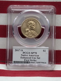 2017-S Native American Dollar PCGS SP70, Enhanced UNC Set, First Strike