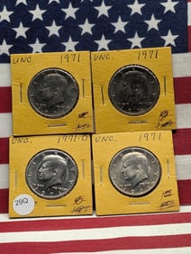 (3) 1971 & (1) 1971-D Kennedy Half Dollars, UNC