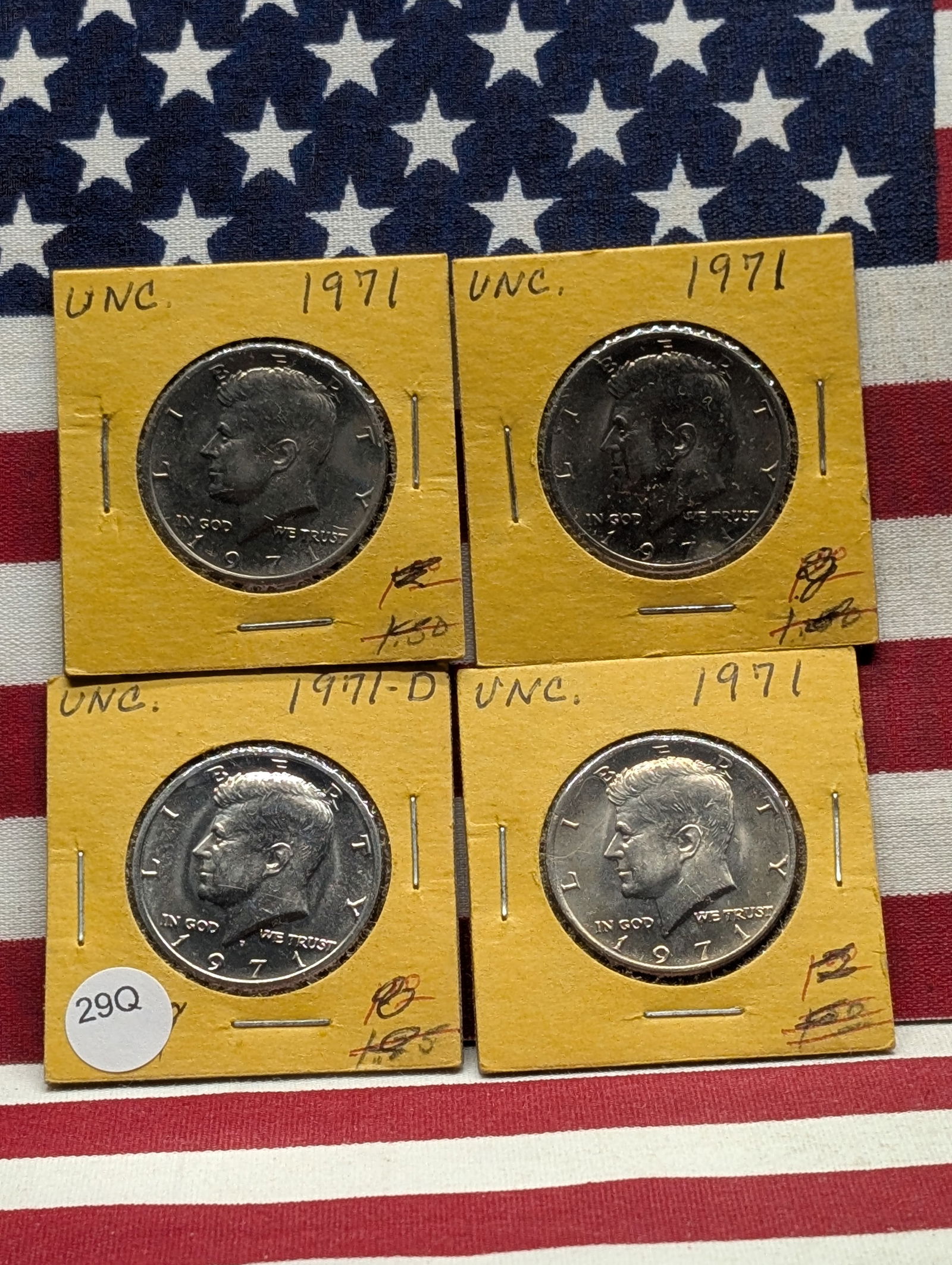 (3) 1971 & (1) 1971-D Kennedy Half Dollars, UNC (1 of 5)