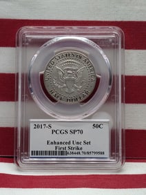 2017-S Kennedy Half Dollar, PCGS SP70, Enhanced UNC Set, First Strike