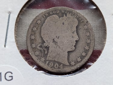 1904-O Barber Quarter 90% Silver