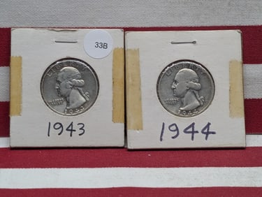 (2) 90% Silver Washington Quarters 1943, 1944