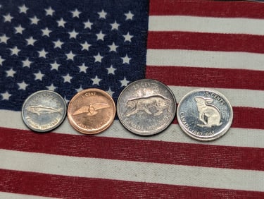 1967 Canada Centennial Coins - Cent, Nickel, Dime (.500 Silver) & Quarter (.800 Silver)