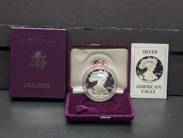 1986-S American Silver Eagle, .999 Silver In OGP With COA, First Year Key Date