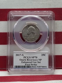 2017-S Ozark Riverways Washington Quarter, PCGS SP70, Enhanced UNC Set, First Strike