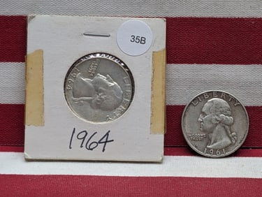 (2) 90% Silver Washington Quarters 1961-D, 1964