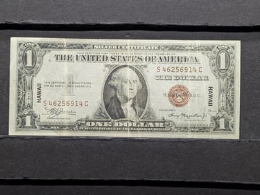 1935 A $1 Brown Seal Hawaii Silver Certificate U.S. Note, Laminated Reverse