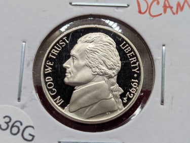 1992-S PROOF Jefferson Nickel. FS