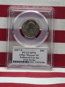 2017-S Effigy Mounds Washington Quarter, PCGS SP70, Enhanced UNC Set, First Strike