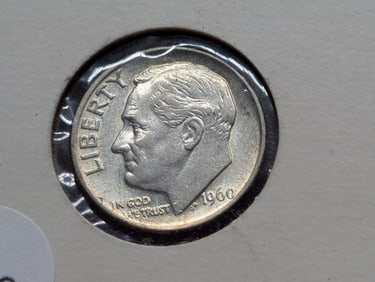 1960-P Roosevelt Dime, 90% Silver
