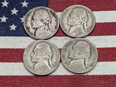 (4) 1943-P Jefferson Nickels 35% Silver