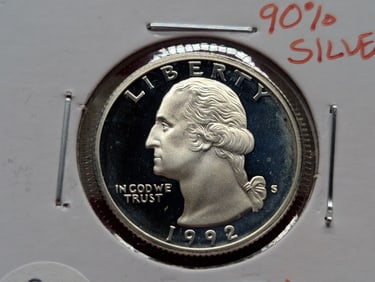 1992-S PROOF 90% Silver Washington Quarter