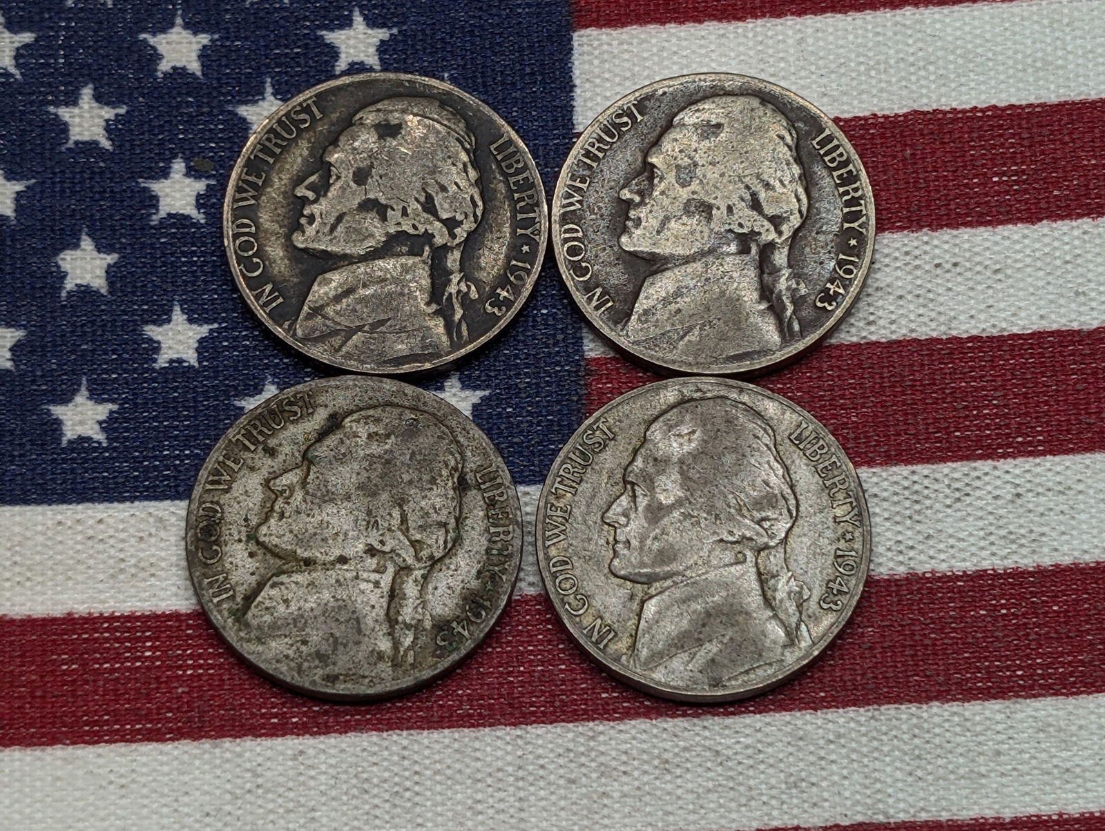 (4) 1943-P Jefferson Nickels, 35% Silver (1 of 2)