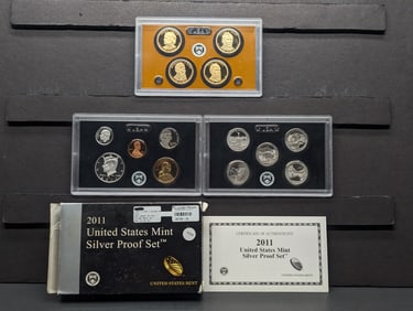 2011 -S U.S. Mint Silver Proof Set In OGP With COA, 14 Coins. Includes ATB Quarters, Presidential