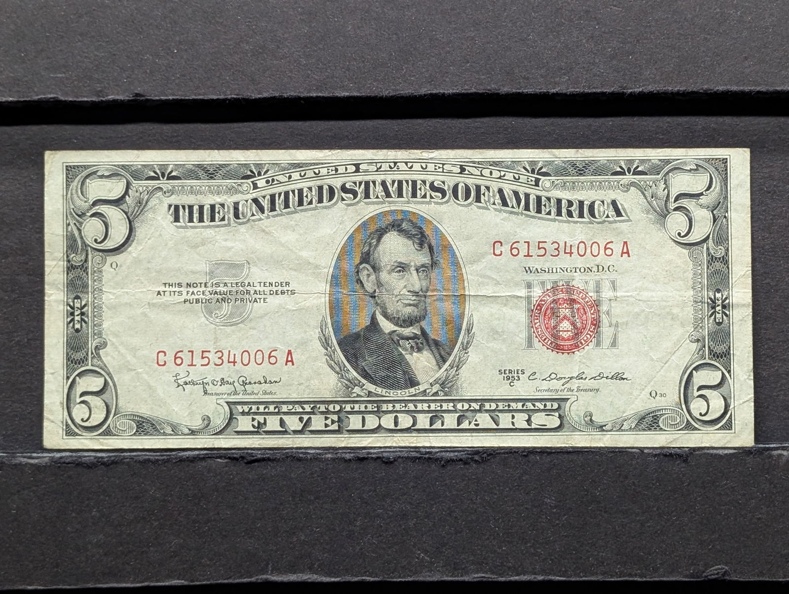 1953 C $5 Red Seal U.S. Note (1 of 3)
