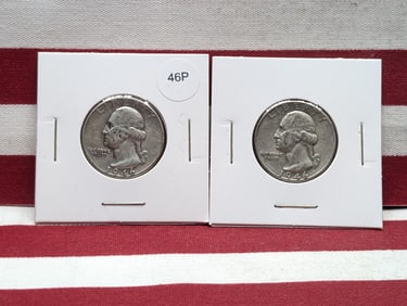 1946 P & D Washington Quarters, 90% Silver