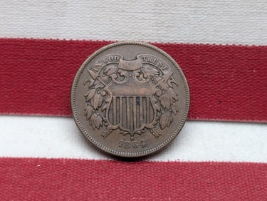 1864 US 2 Cent. Nice Type Coin. Great Details. Civil War Era