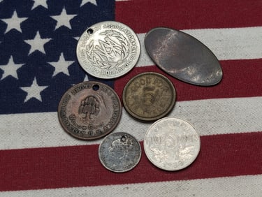 Mixed Lot of Tokens & Foreign Coins, Three w/Holes