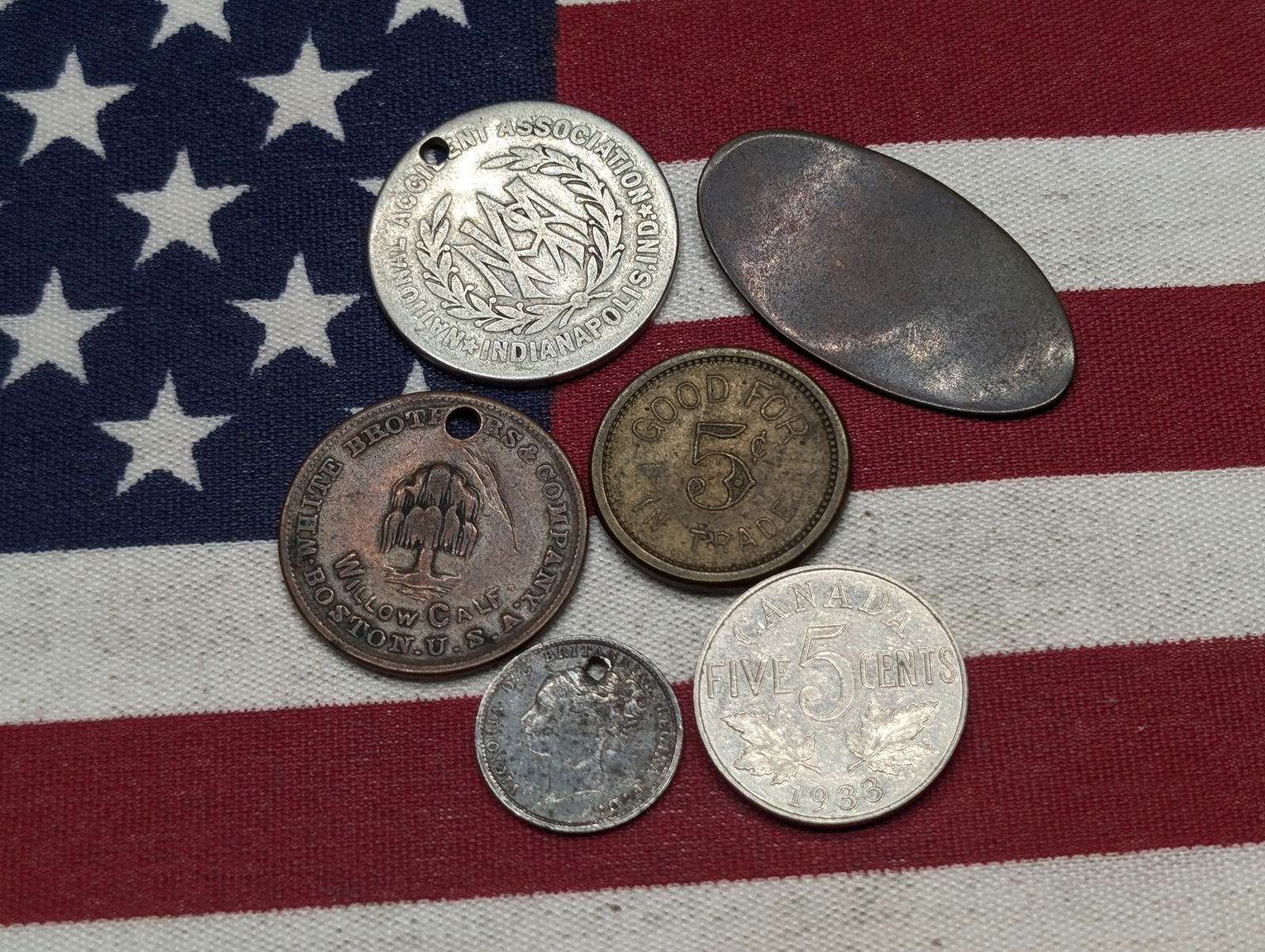 Mixed Lot of Tokens & Foreign Coins, Three w/Holes (1 of 4)