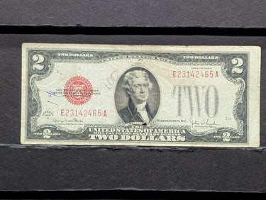 1928 G $2 Red Seal U.S. Note w/Hole