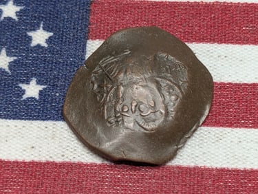 12th-14th Century (Depicting Jesus and Mary, EF+, Very High Grade) Byzantine Cup Coin-Medieval Coin,