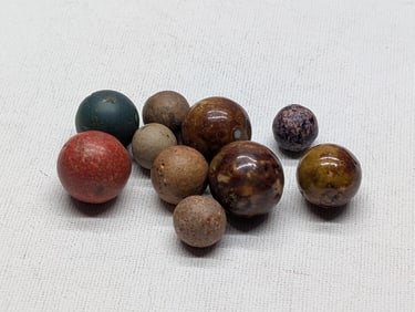 10 Civil War Era Clay Marbles (1860's), With Bennington's