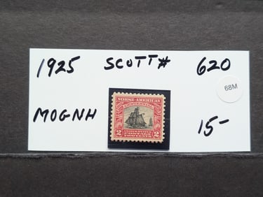 Scott # 620, 1925 Norse American Centennial Stamp, Mint, Original Gum, Never Hinged