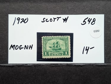 Scott # 548, 1920 The Mayflower Stamp, Mint, Original Gum, Never Hinged