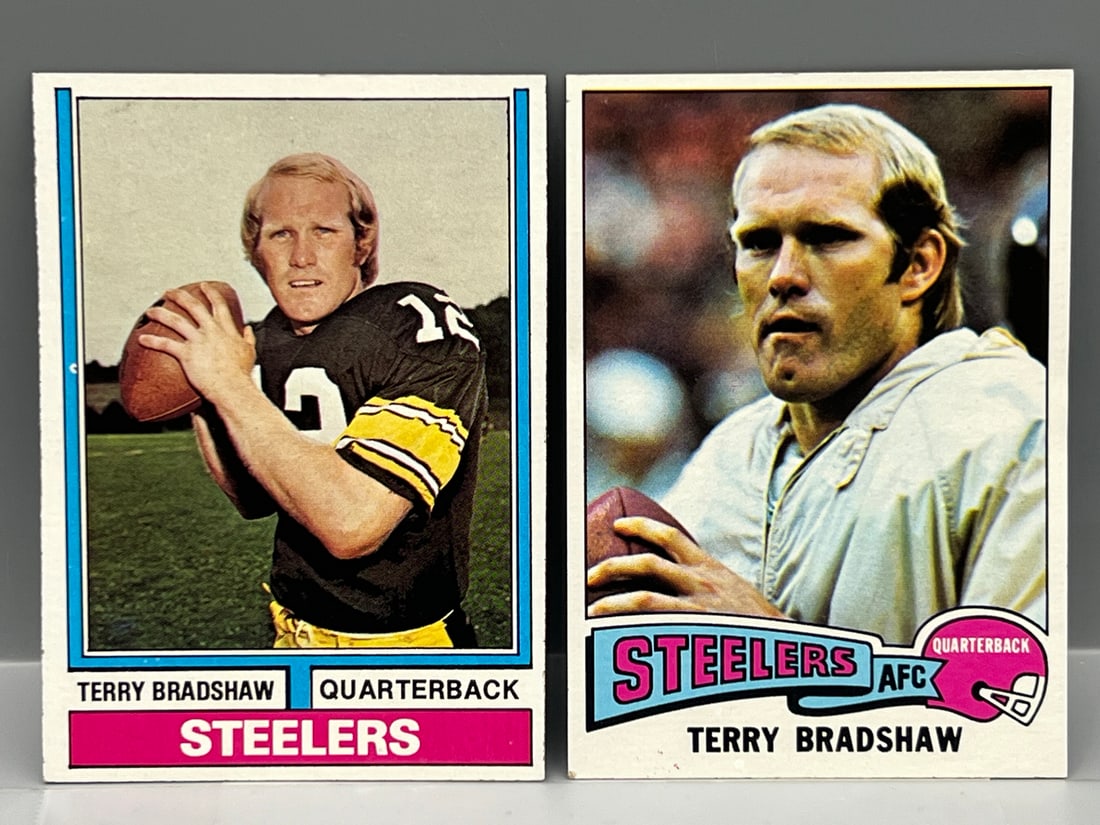 1974 & 1975 Topps Terry Bradshaw #470, #461: 1974 & 1975 Topps Terry Bradshaw #470, #461