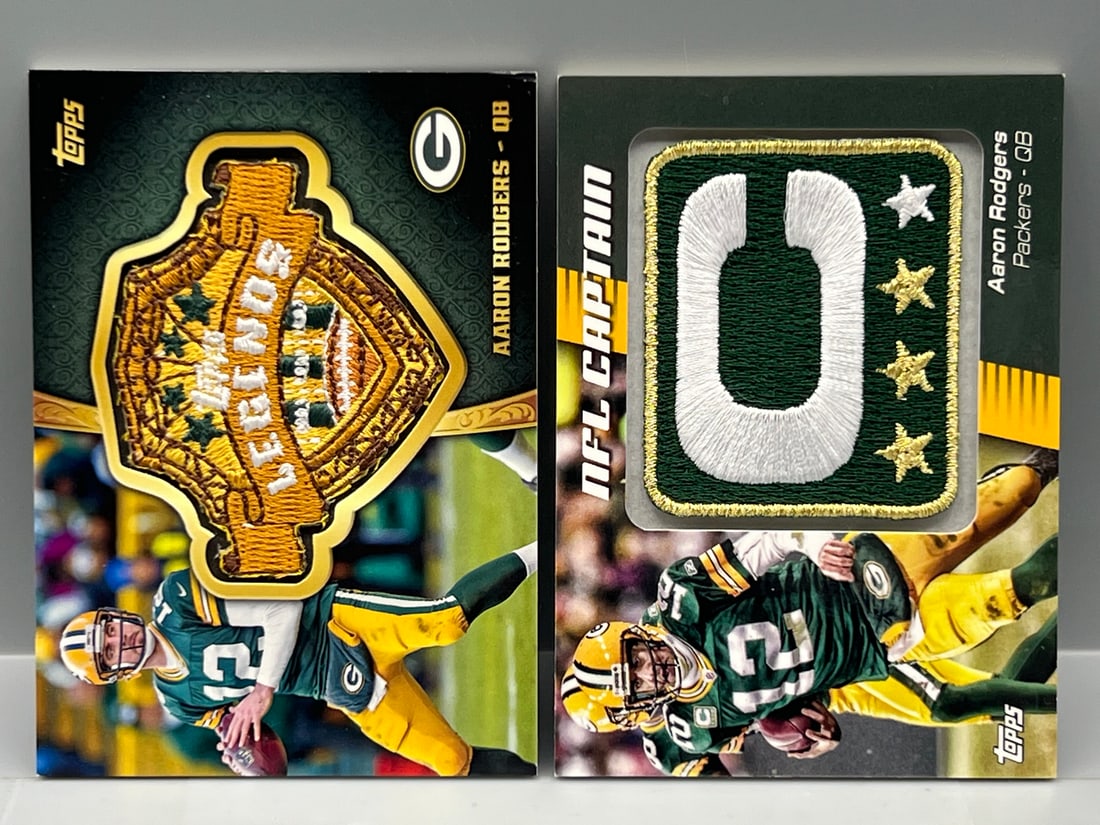 2012 & 2013 Topps Aaron Rodgers Football Commemorative Patch Cards (1 of 2)