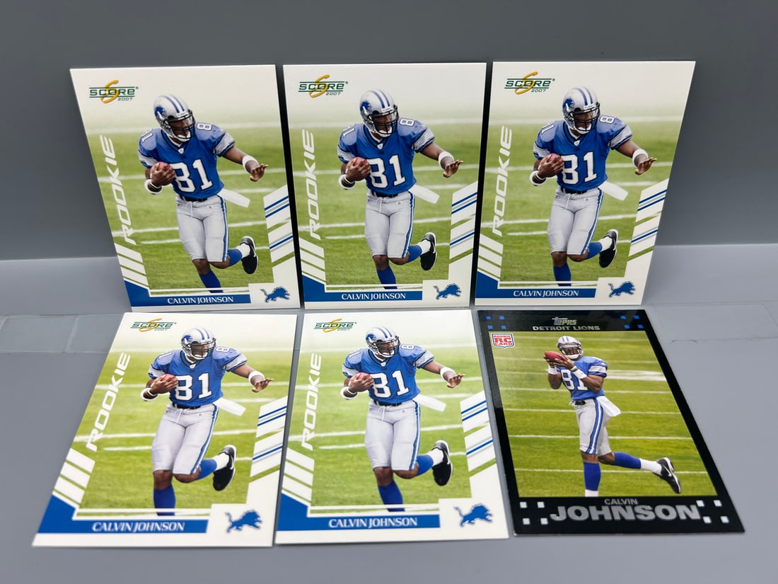 Lot of (6) 2007 Calvin Johnson Football Rookie Cards (1 of 2)