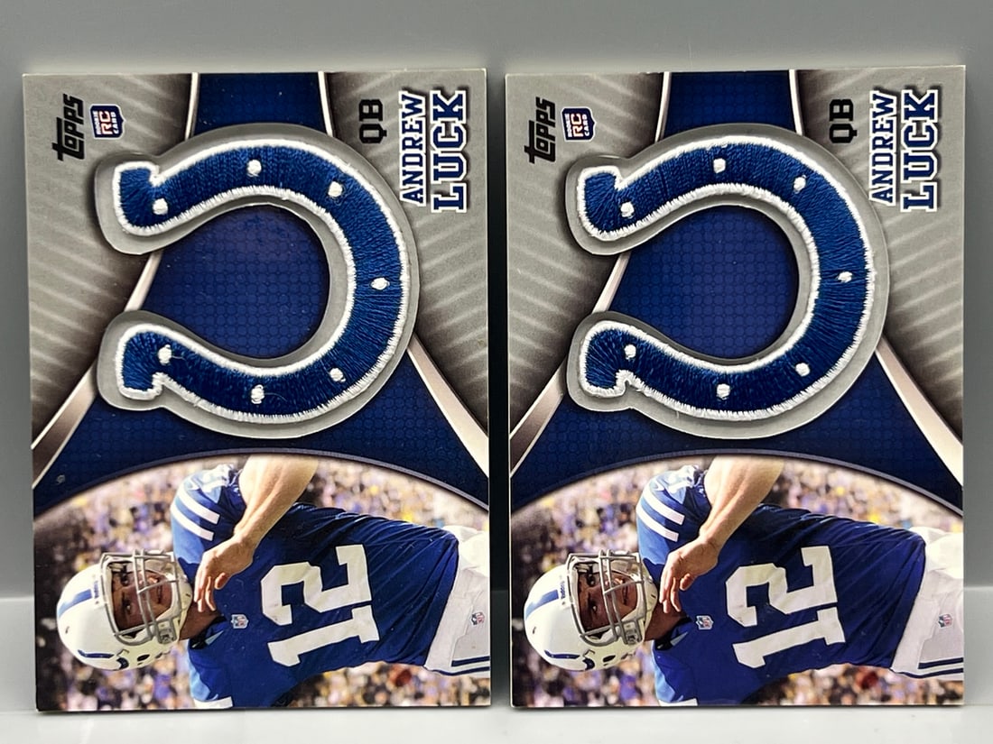 Lot of (2) 2012 Topps Andrew Luck Rookie Commemorative Patch Cards (1 of 2)