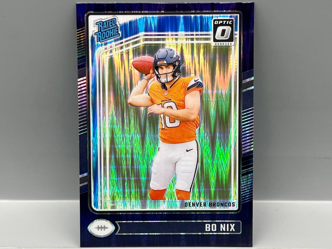 2024 Panini Donruss Optic Bo Nix Purple Shock RC #209: 2024 Panini Donruss Optic Bo Nix Purple Shock RC #209